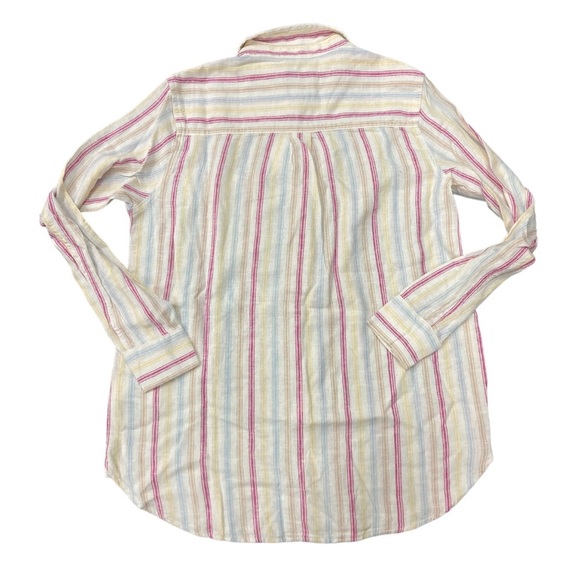 Gap Lightweight Long Sleeve Collared Linen Button Down Top (Dotted Sun Stripe) - Picture 2 of 5